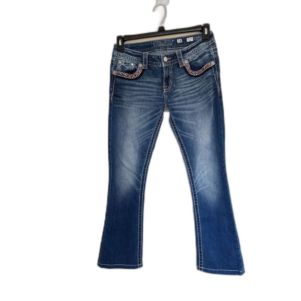 Miss Me Signature Bootcut Jeans JP7697B4 Embellished Rhinestone Size 28